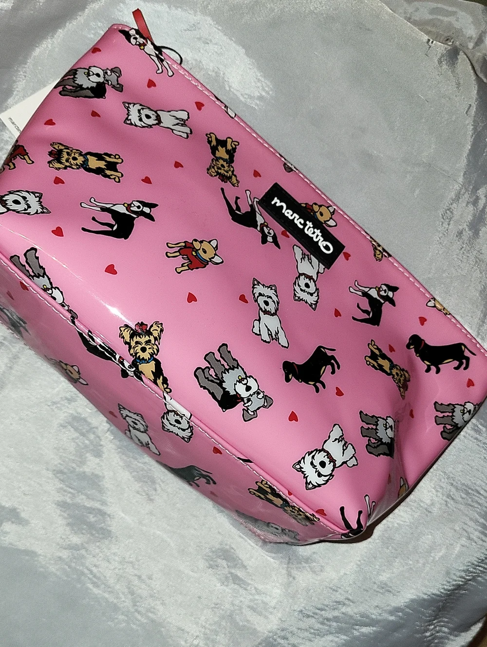 Marc Tetro Pink Multi Dog Print Cosmo Travel Pouch Ls M